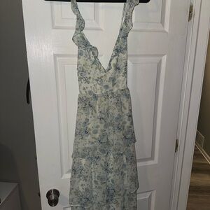 Altar'd State Blue and White Floral Backless Dress